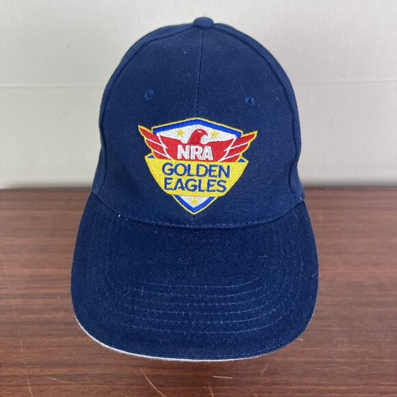 NRA National Rifle Association Golden Eagles Strapback Hat Cap Navy Blue - Picture 2 of 10